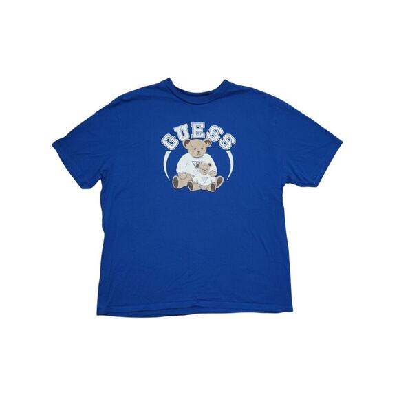 Guess Originals Blue Teddy Bear Graphic T-Shirt - Size L - Streetwear 1981 Logo - Picture 2 of 4